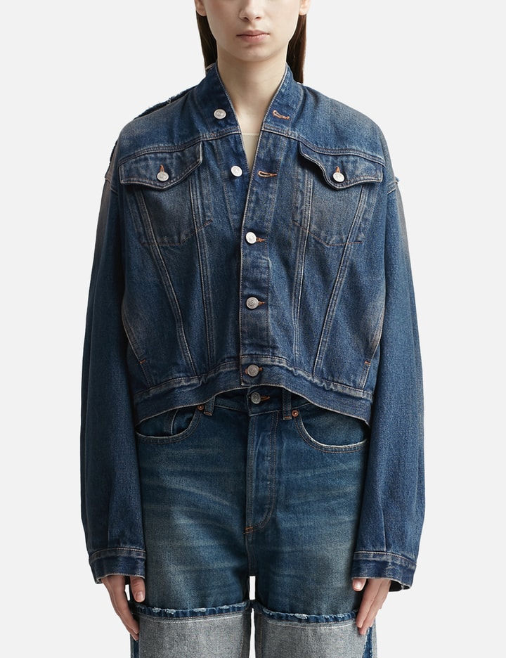 MM6 Maison Margiela - Collarless Denim Jacket | HBX - Globally Curated ...