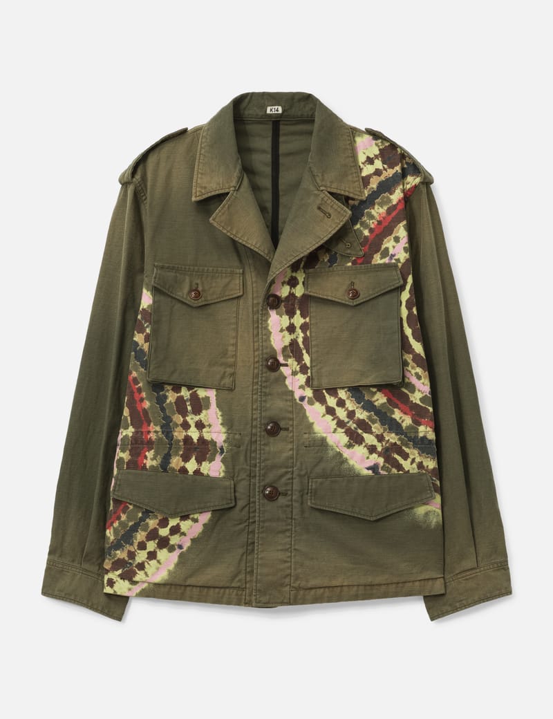 KHOKI Tie-Dye Military Jacket - 日本製、京都の伝統絞りをシルク