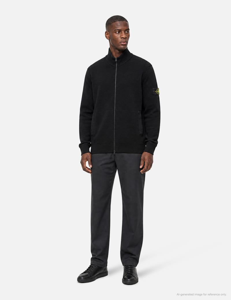 Stone Island Textured Wool Zip-Up Cardigan - Textured warmth and Stone Island Textured Wool Zip-Up Cardigan - Textured warmth and