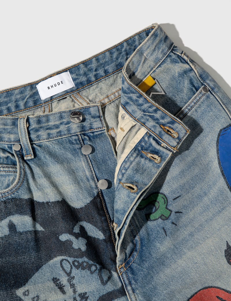 Rhude - DODDLE PRINT JEANS | HBX - Globally Curated Fashion and