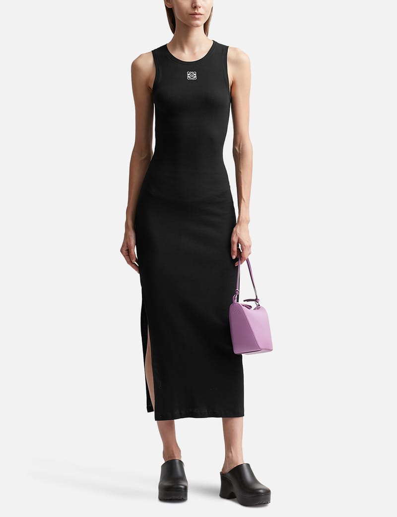 ロエベ Loewe Anagram Strappy Dress Loewe Ribbed Jersey Strappy Anagram Dress in Blue | Lyst UK