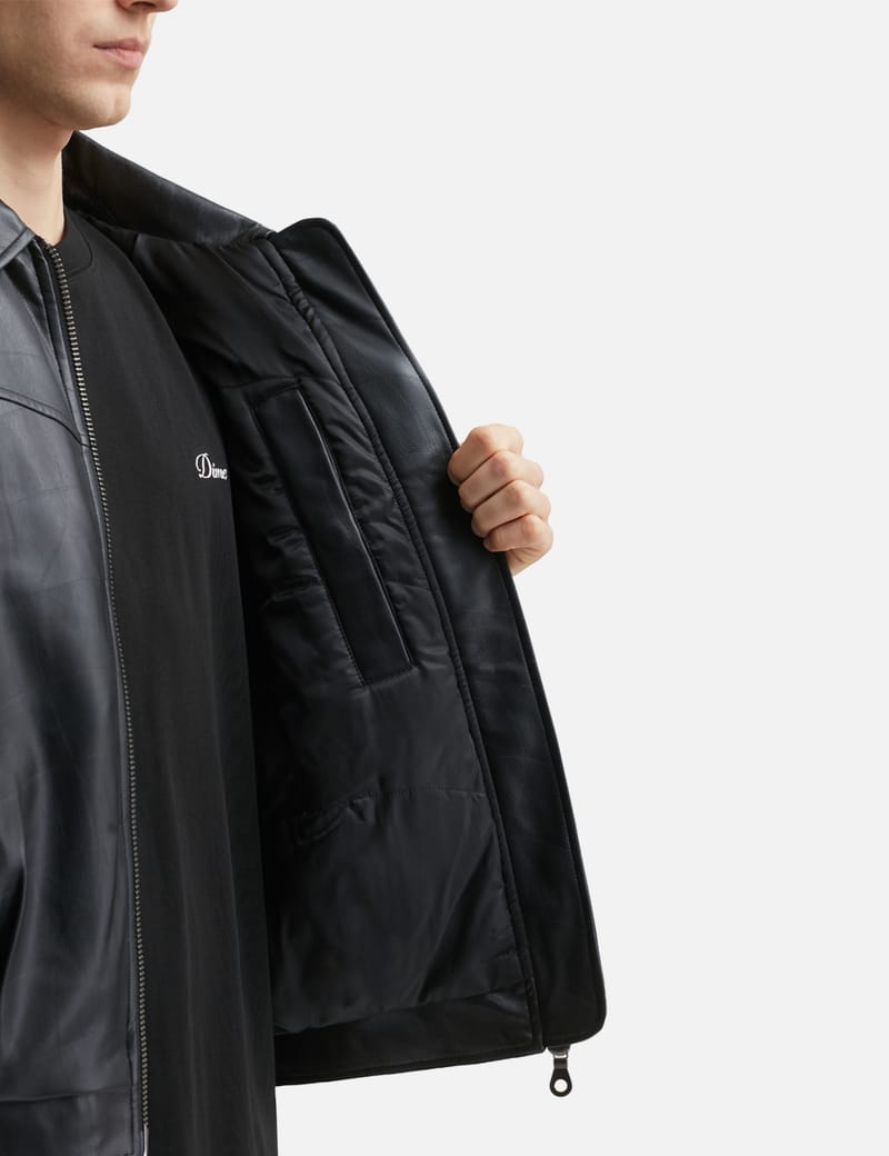 Dime Debossed Wavy Jacket - Quilted PU jacket with D logo