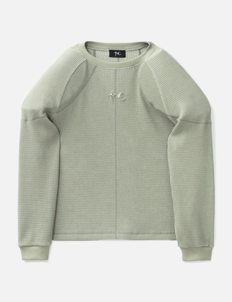 THUG CLUB サグクラブ ワッフル サーマル シャツ Lサイズ 即日発送 THUG CLUB Bulk Shoulder Waffle Long Sleeve - Oversized waffle top