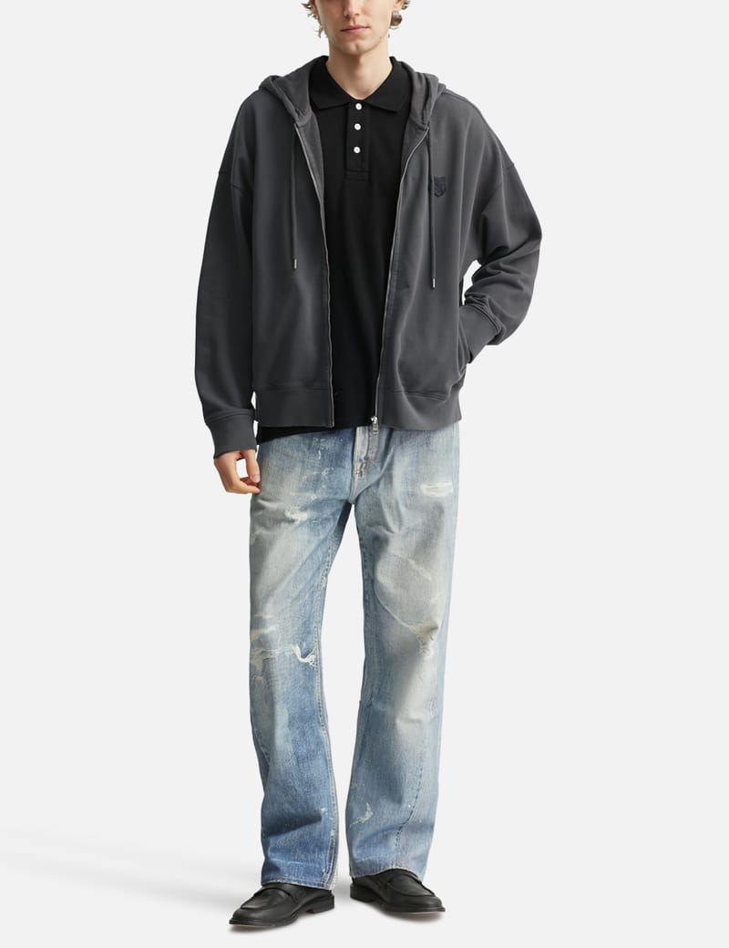 Maison Kitsuné Fox Head Zipped Oversize Hoodie - Charcoal organic