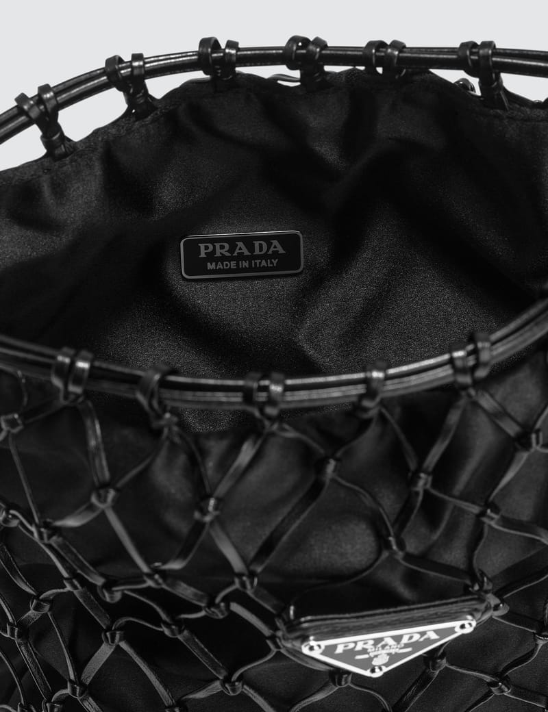 Prada mesh and outlet satin clutch