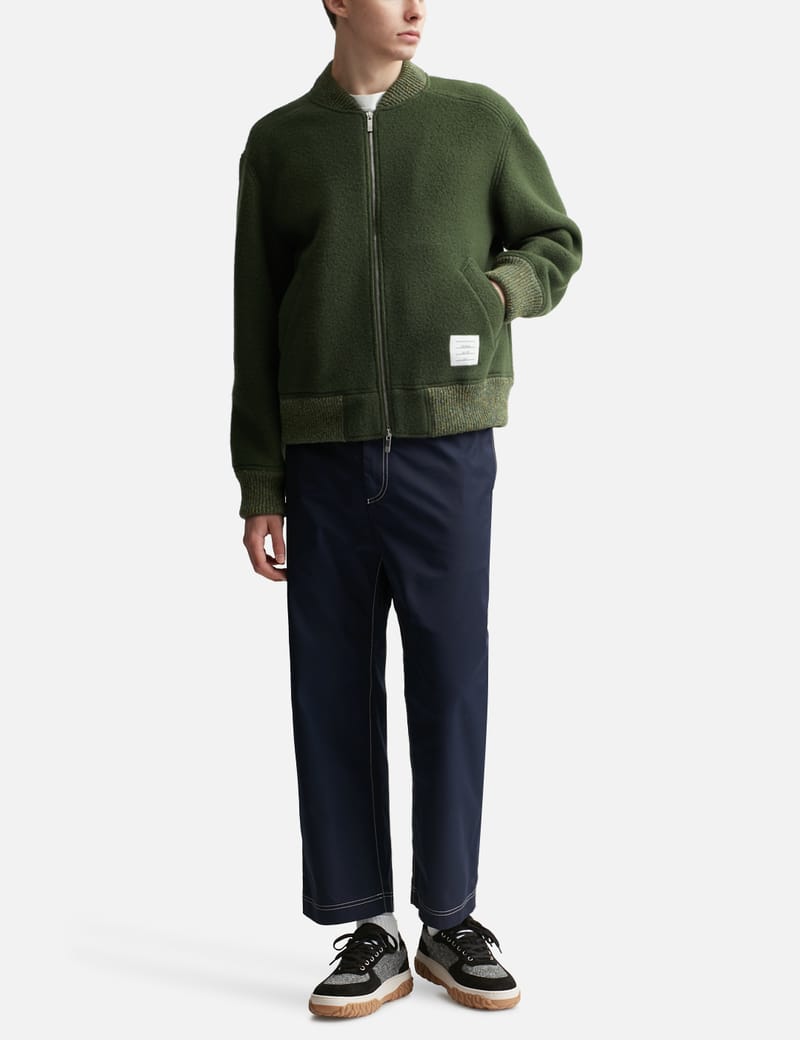 THOM BROWNE グリーン　ベルベット　ジャケット Thom Browne - Wool Fleece Bomber Jacket | HBX - Globally