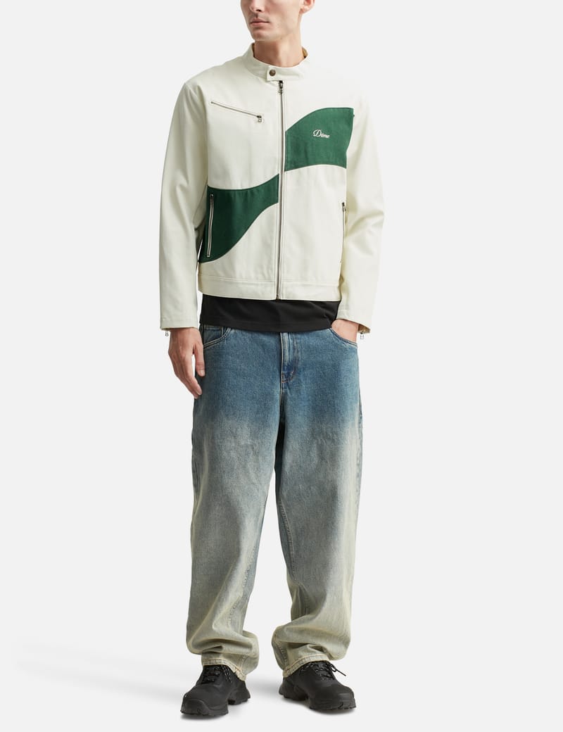 【関税込み】Dime オフホワイト＆グリーン Moto ジャケット Dime Off-white Moto Jacket | ModeSens