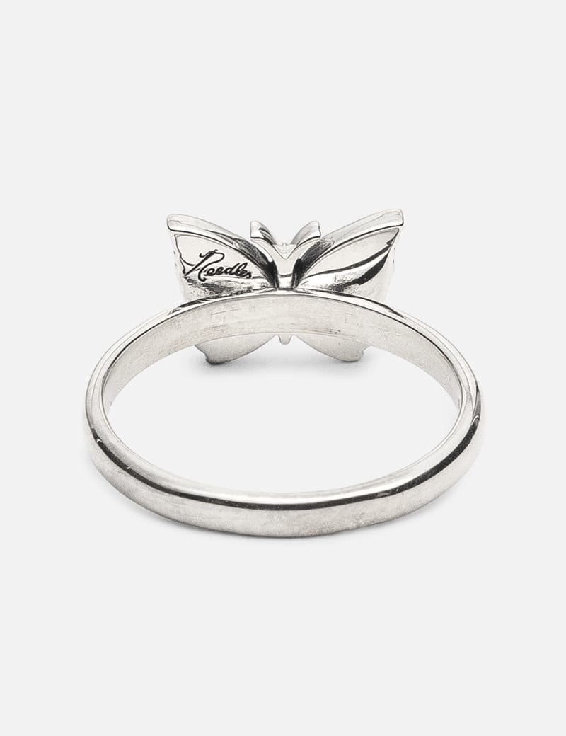 Needles Ring - 925 Silver - 蝶モチーフの925シルバーリング、背面に