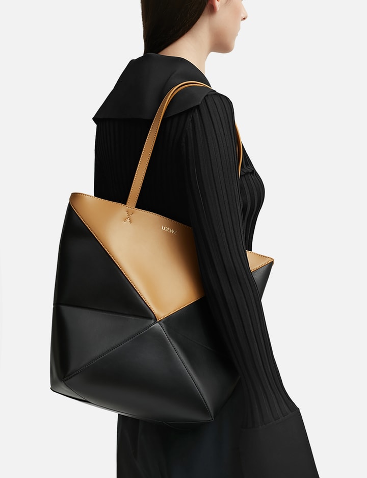 Loewe Puzzle Fold Bicolor Tote In Shiny Calfskin HBX Globally