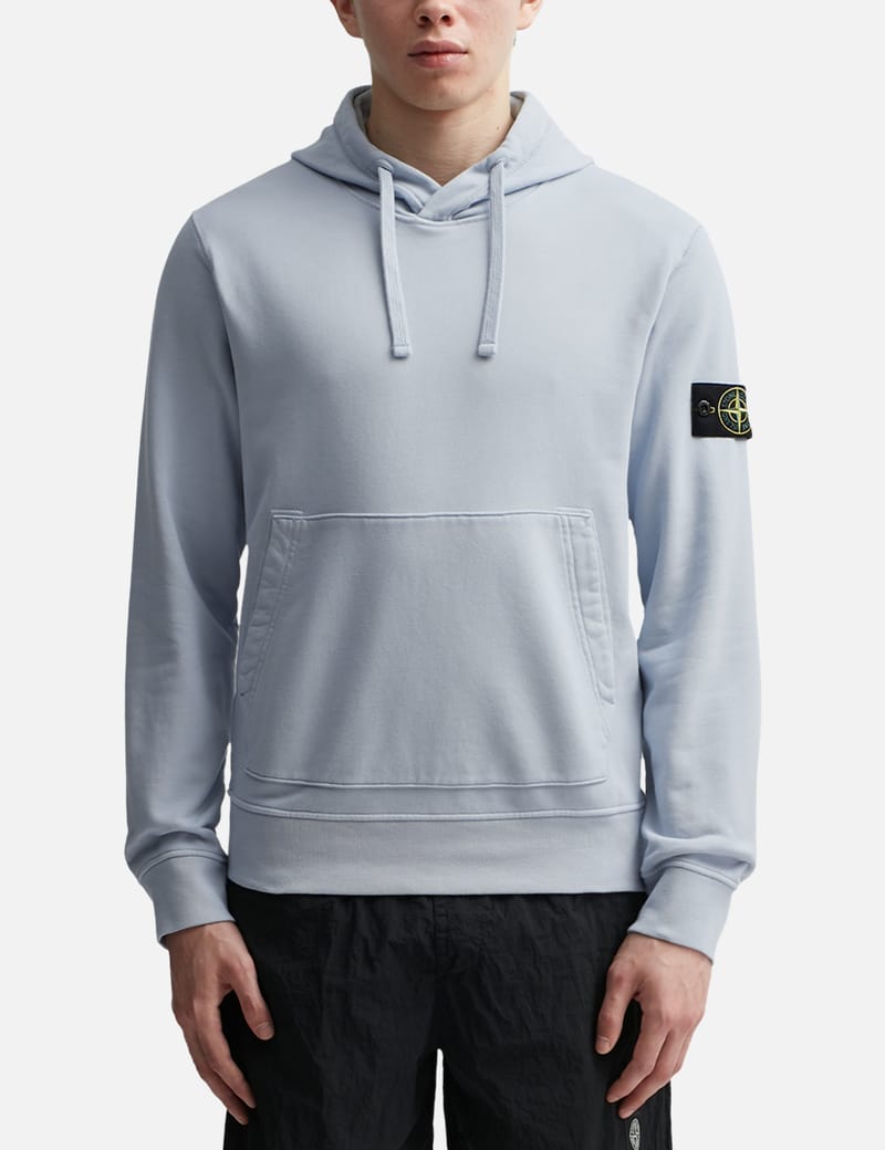 Stone island sale hoodie light blue