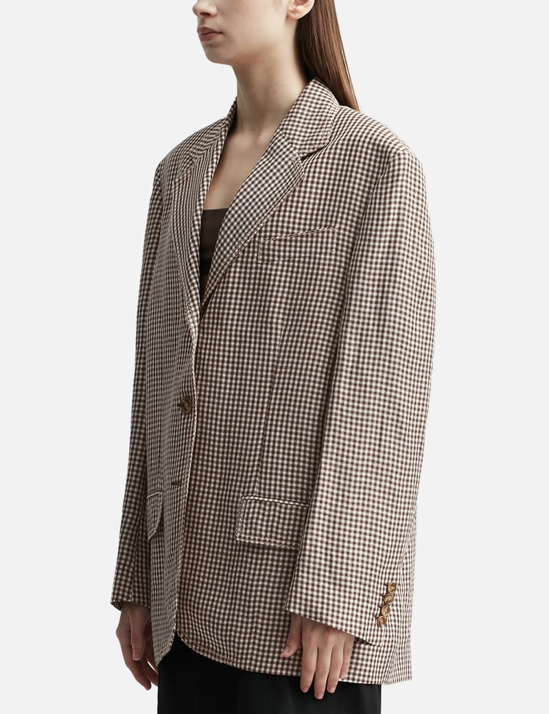 【hasu】Acne Studiosグレーダブルブレストチェックジャケット グレンチェックダブルジャケット（2002352759