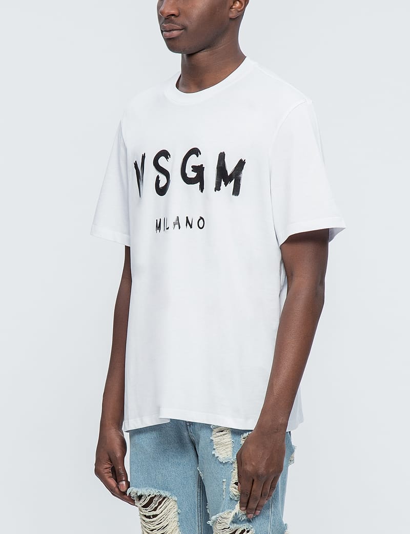 MSGM - Brush Strokes MSGM Logo T-Shirt | HBX - Globally Curated