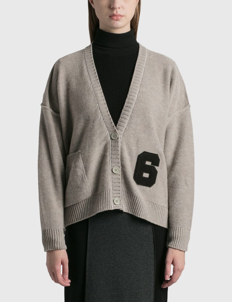 MM6 Maison Margiela - 6 Logo Elbow Cut Out Cardigan | HBX