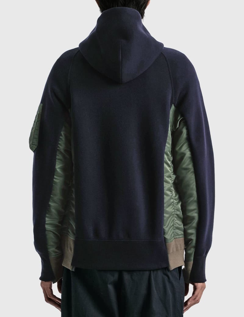 Sacai - Sponge Sweat x MA-1 Hoodie | HBX - HYPEBEAST 為您搜羅全球