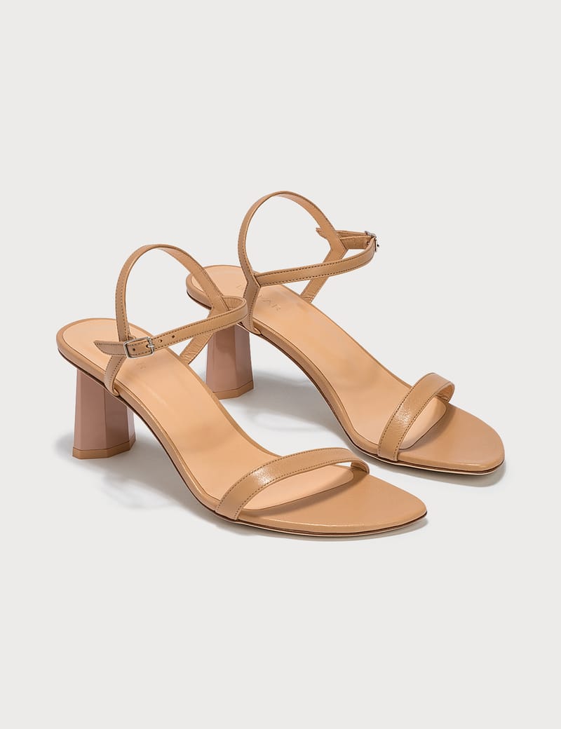 BY FAR Magnolia Nude Ostrich Embossed Leather Sandals HBX