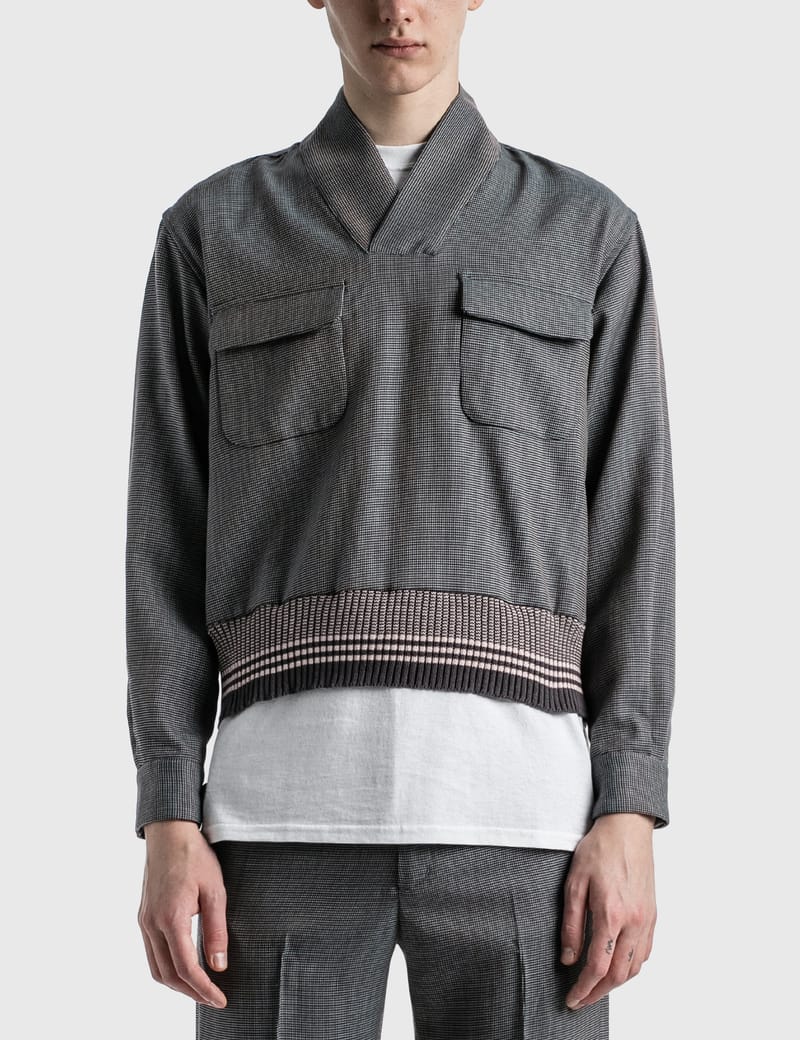 Sasquatchfabrix. / 50-21 RAME PULLOVER RIB SHIRT/XL/ウール/BRW/無地/21AW-SY9-004 Sasquatchfabrix. - 50-21 ワネック プルオーバー リブ シャツ | HBX