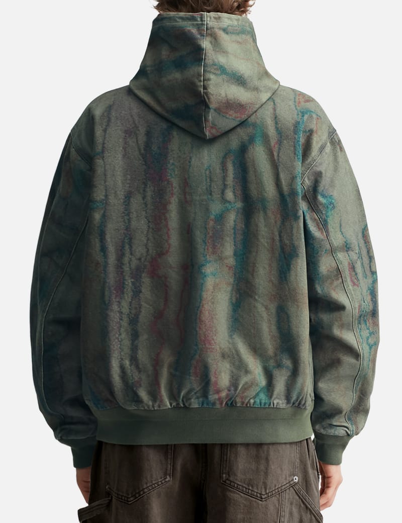 thisisneverthat® Blurred Hooded Jacket - Olive heavyweight cotton