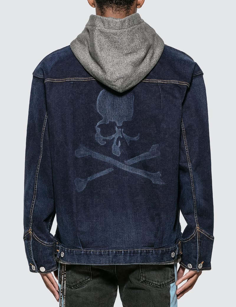 Mastermind World - Hooded Layer Skull Denim Jacket | HBX