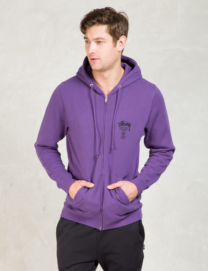 Stüssy - Purple World Tour Zip Hoodie | HBX - Globally Curated