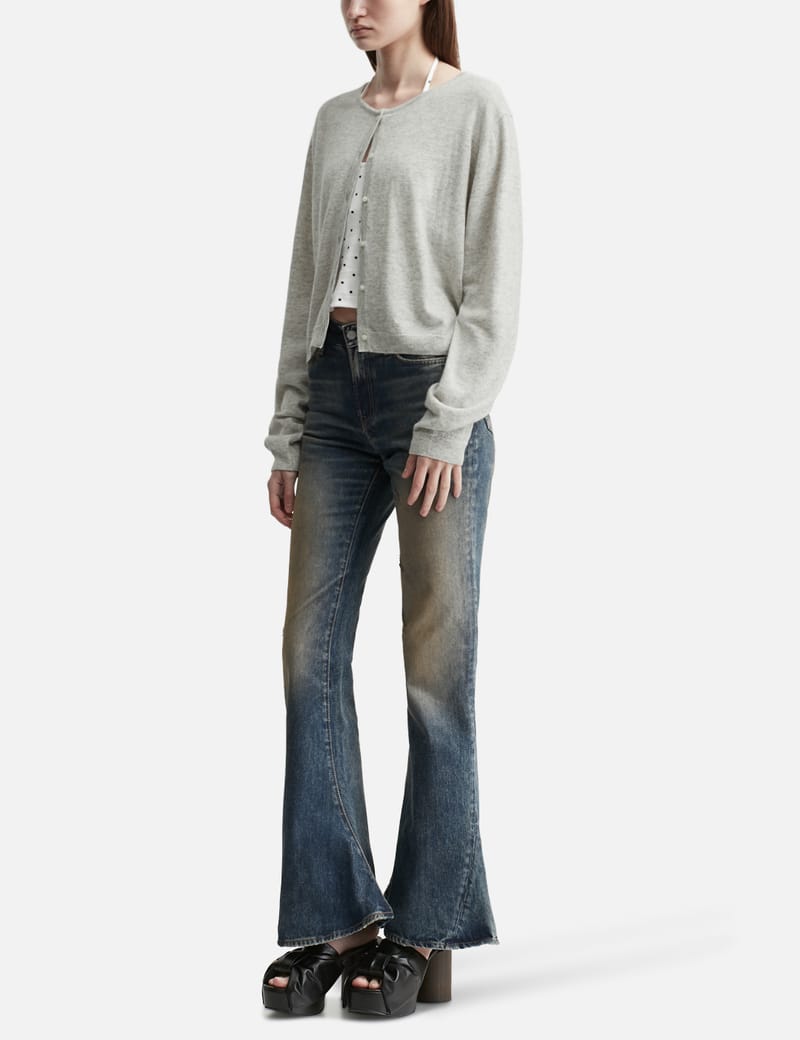Glowny G Classic Loose Fit Cardigan - Gray wool-blend with relaxed