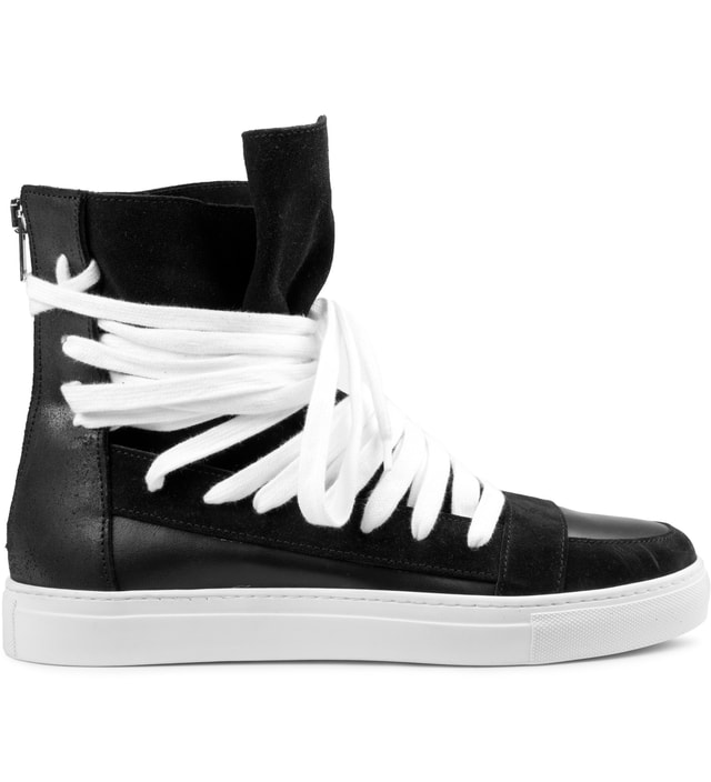 KRISVANASSCHE - White/Black Rubber Multi Lace Sneakers | HBX