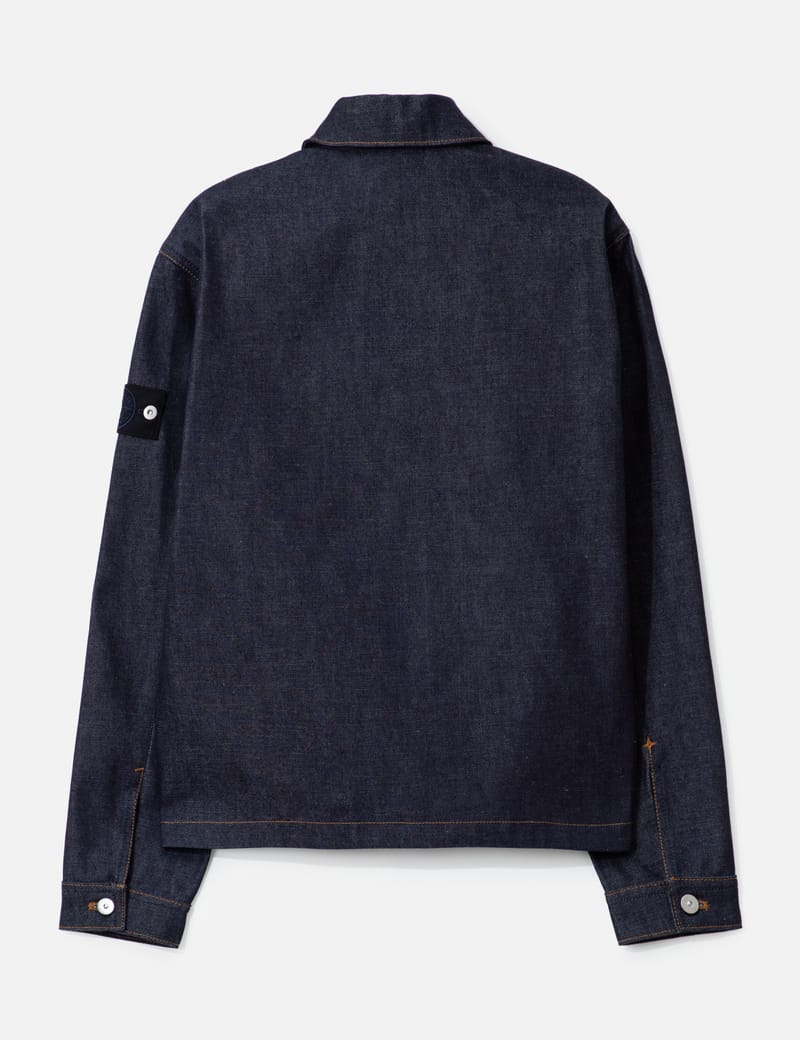 Stone Island Indigo Denim Jacket - Raw organic denim, signature