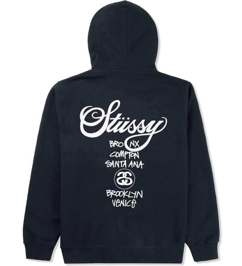 Stüssy - Navy World Tour Zip Hoodie | HBX - Globally Curated