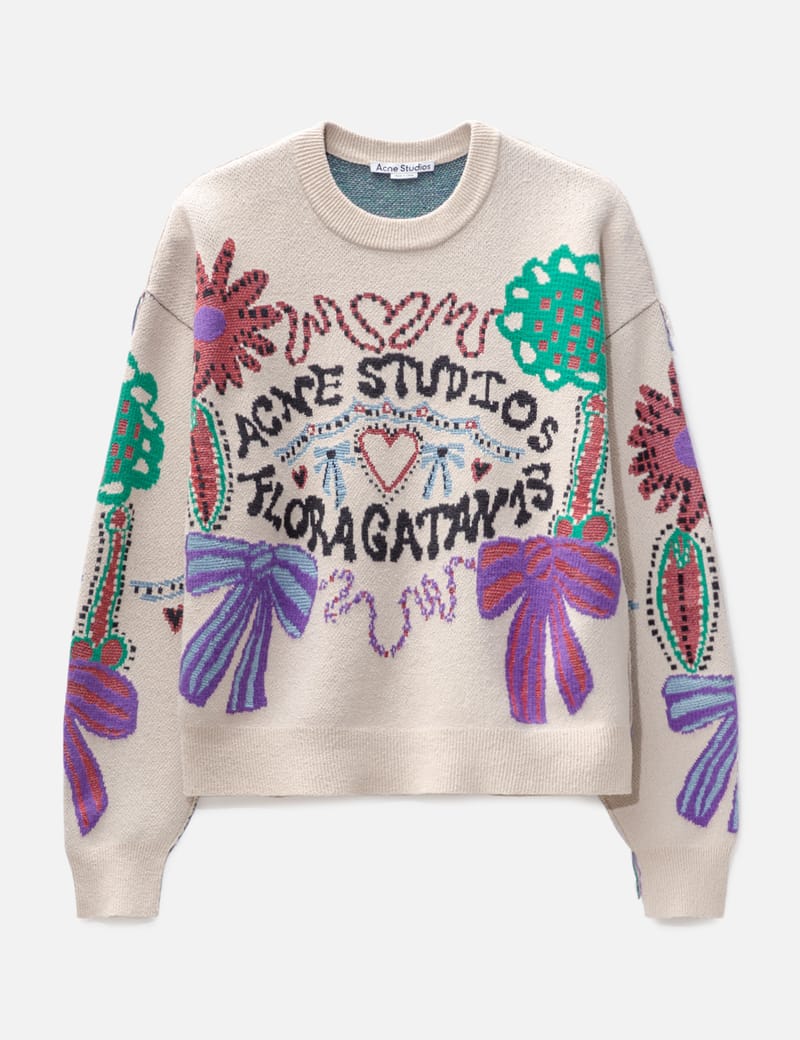 ACNE スウェット 水彩画 花柄 Acne Studios Printed Fluffy Jumper - Light Green | Garmentory