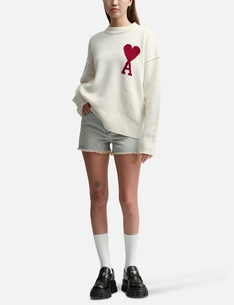 Ami - Red Ami De Coeur Sweater | HBX - Globally Curated