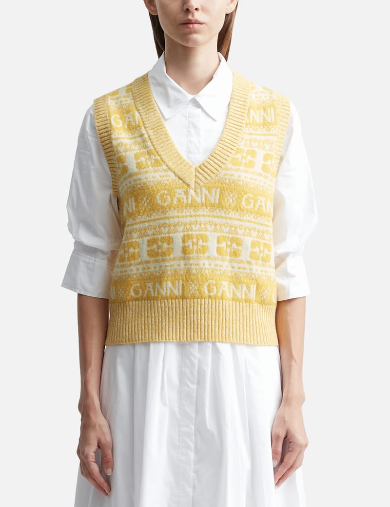 Ganni - Yellow Wool Mix Vest | HBX - Globally Curated Fashion and