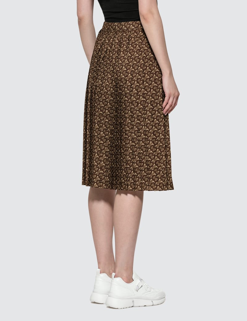 Burberry - Monogram Stripe Print Crepe Pleated Skirt | HBX