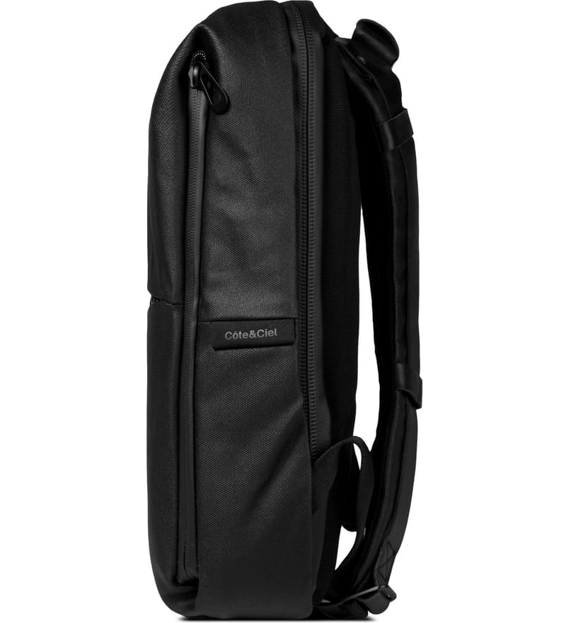 côte&ciel - Black Coated Canvas Rhine Flat Backpack | HBX
