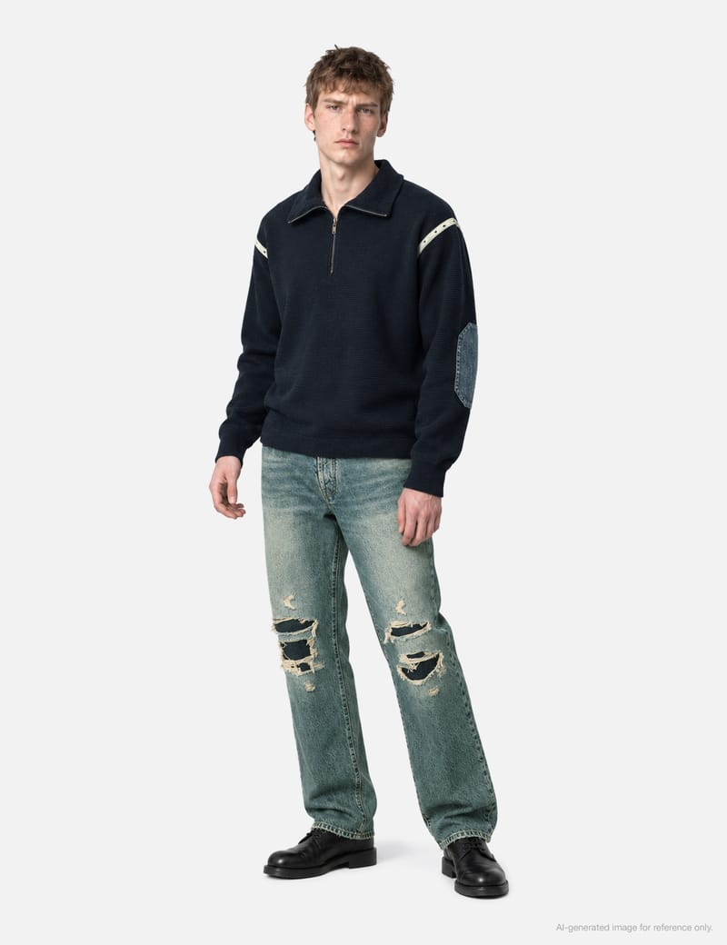 Maison Margiela エルボー パッチ セーター - デニムパッチと4ステッチ