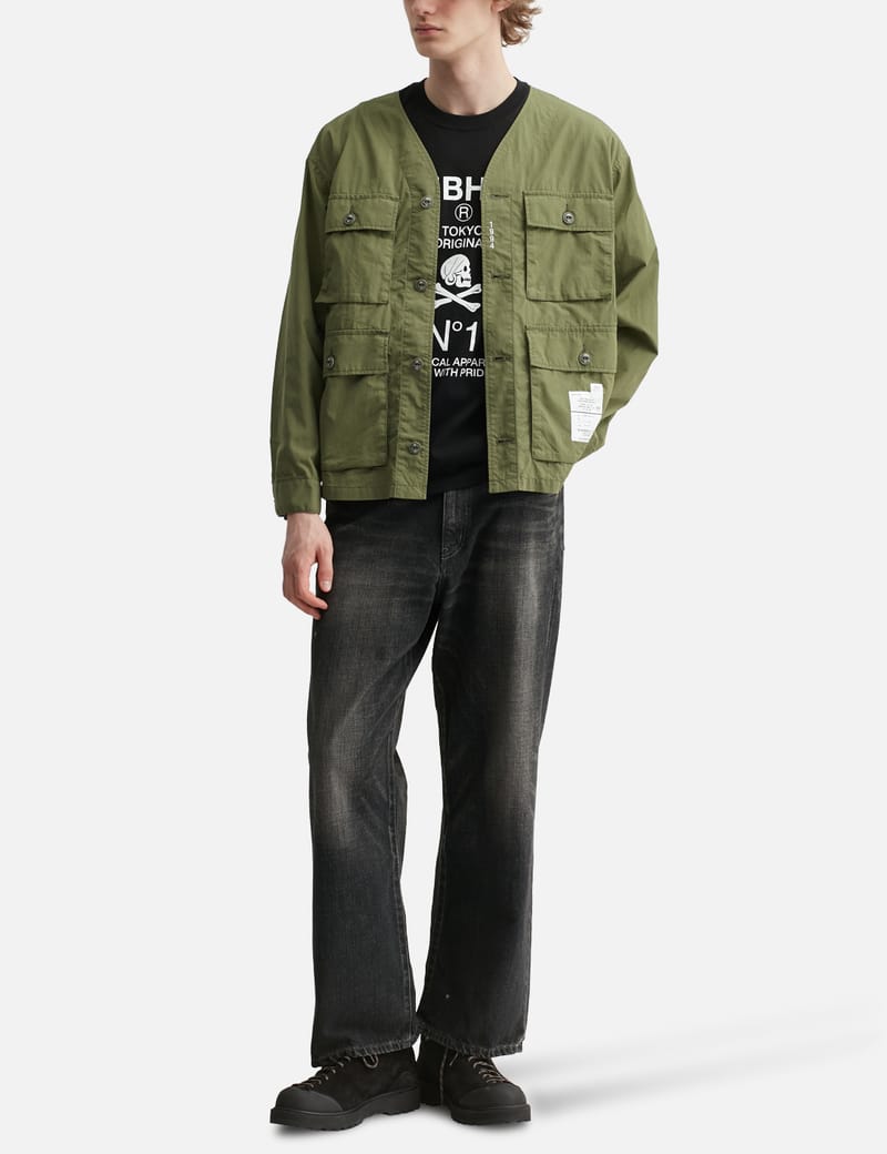 ジャケット・アウター NEIGHBORHOOD26ss NOCOLLAR UTILITY JACKET NEIGHBORHOOD No Collar Utility Jacket - Military-inspired olive