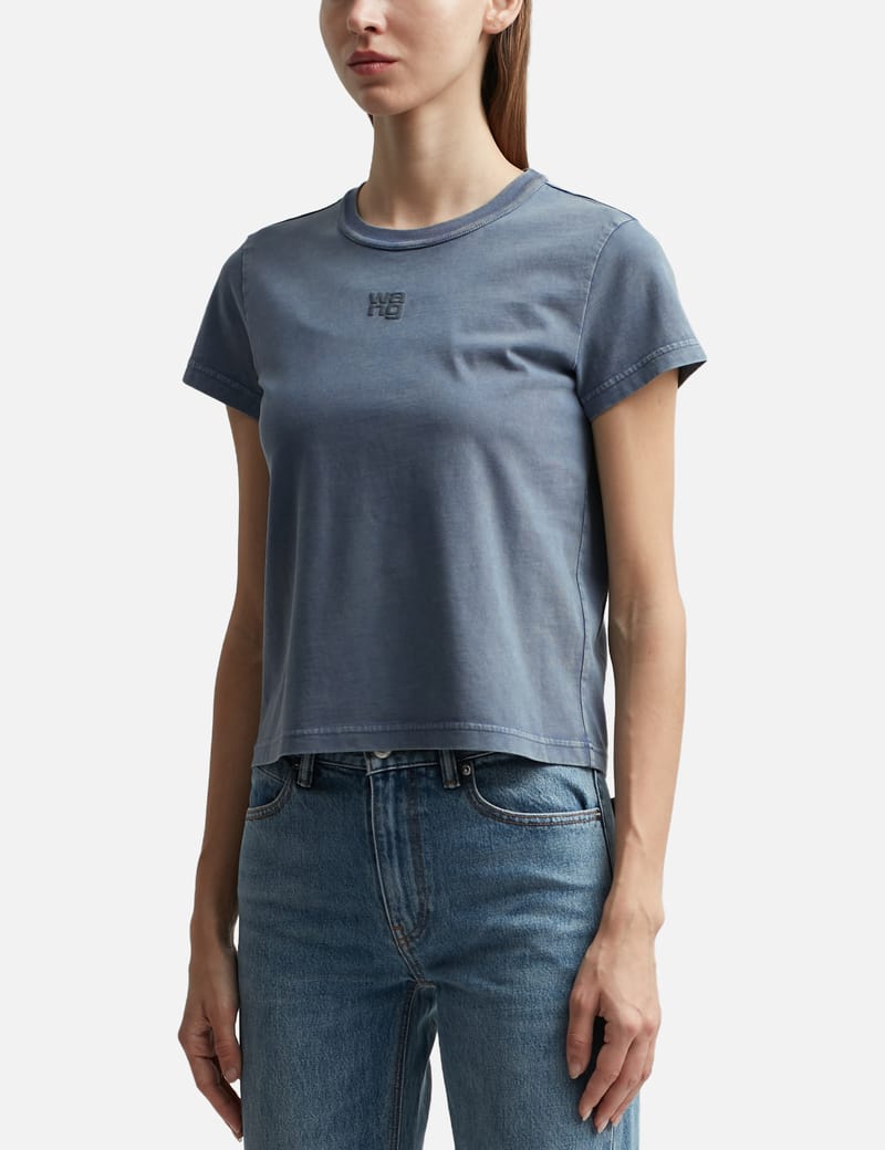 Tシャツ・カットソー ALEXANDER WANG SHRUNKEN LOGO T-SHIRT Logo-Print Shrunken Jersey Tee in WHITE | alexanderwang®