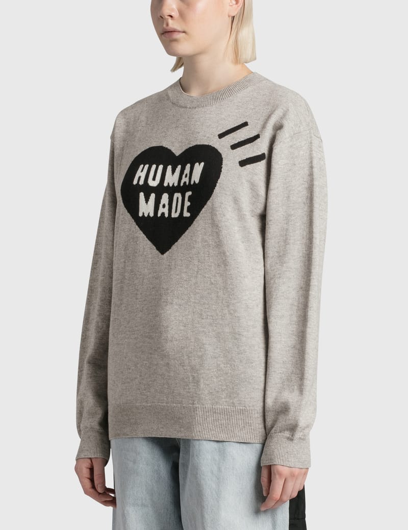 HUMAN MADE HEART L S KNIT SWEATER 