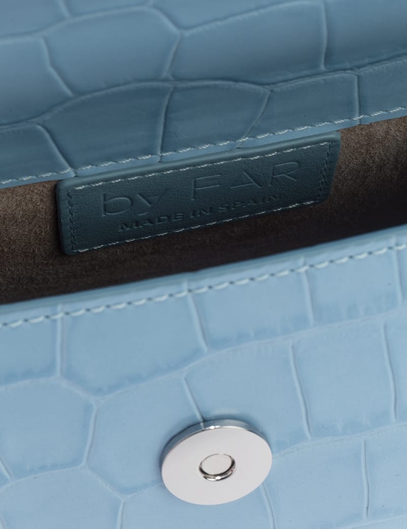 BY FAR - Mini Sky Blue Croco Embossed Leather Bag | HBX