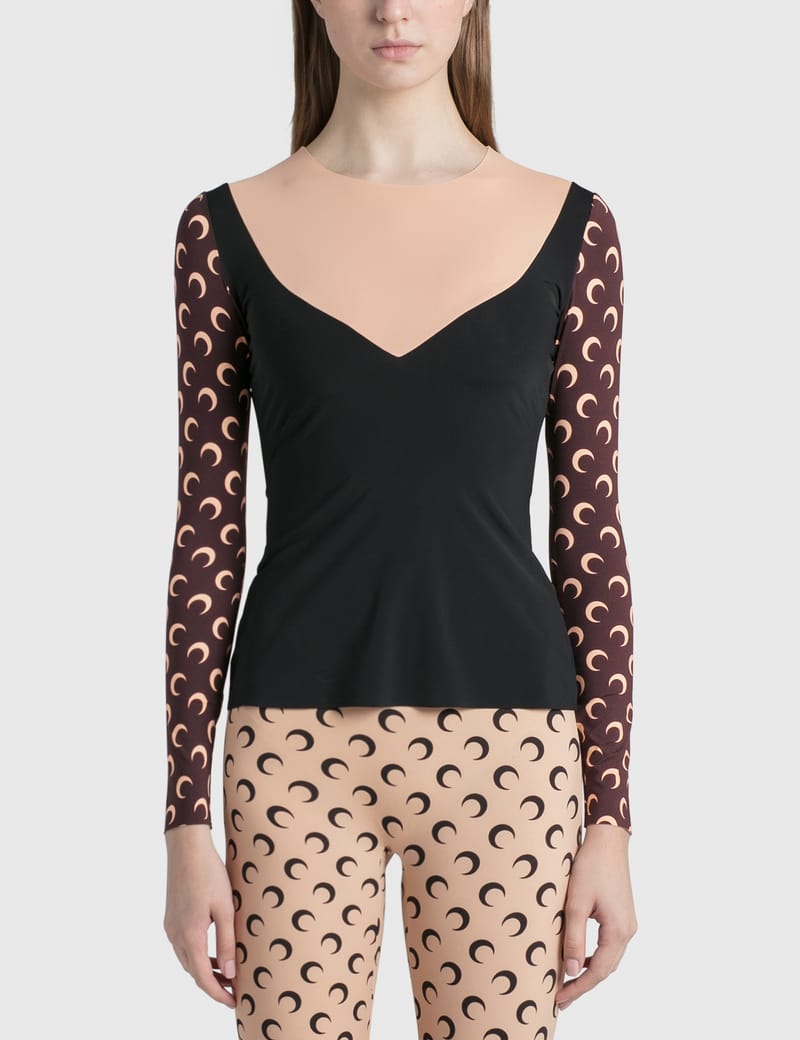 トップス MARINE SERRE TROMPE L'OEIL NECKLINE TOP Marine Serre - Trompe L'Oeil Neckline Top | HBX - Globally