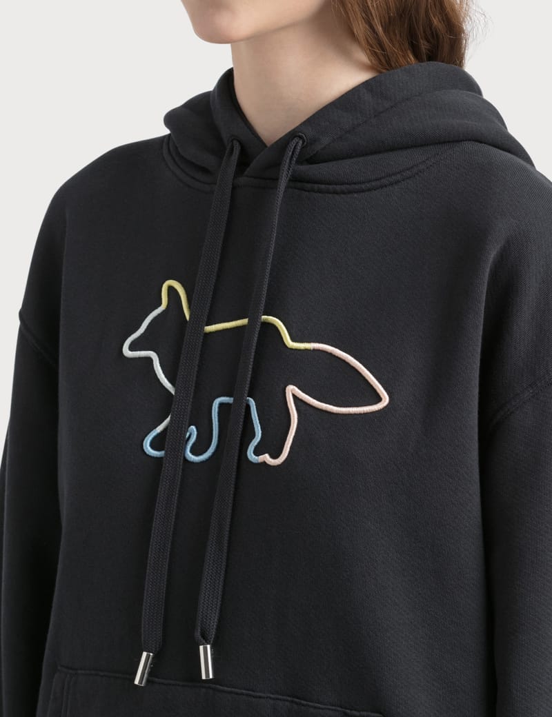 Maison Kitsun Rainbow Profile Fox Embroidery Hoodie HBX