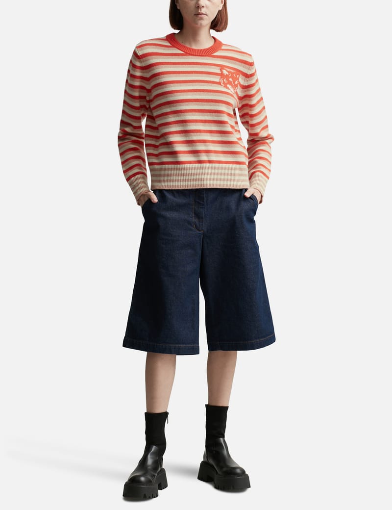 メゾンキツネ - Fox Head Intarsia Striped Regular Jumper | HBX