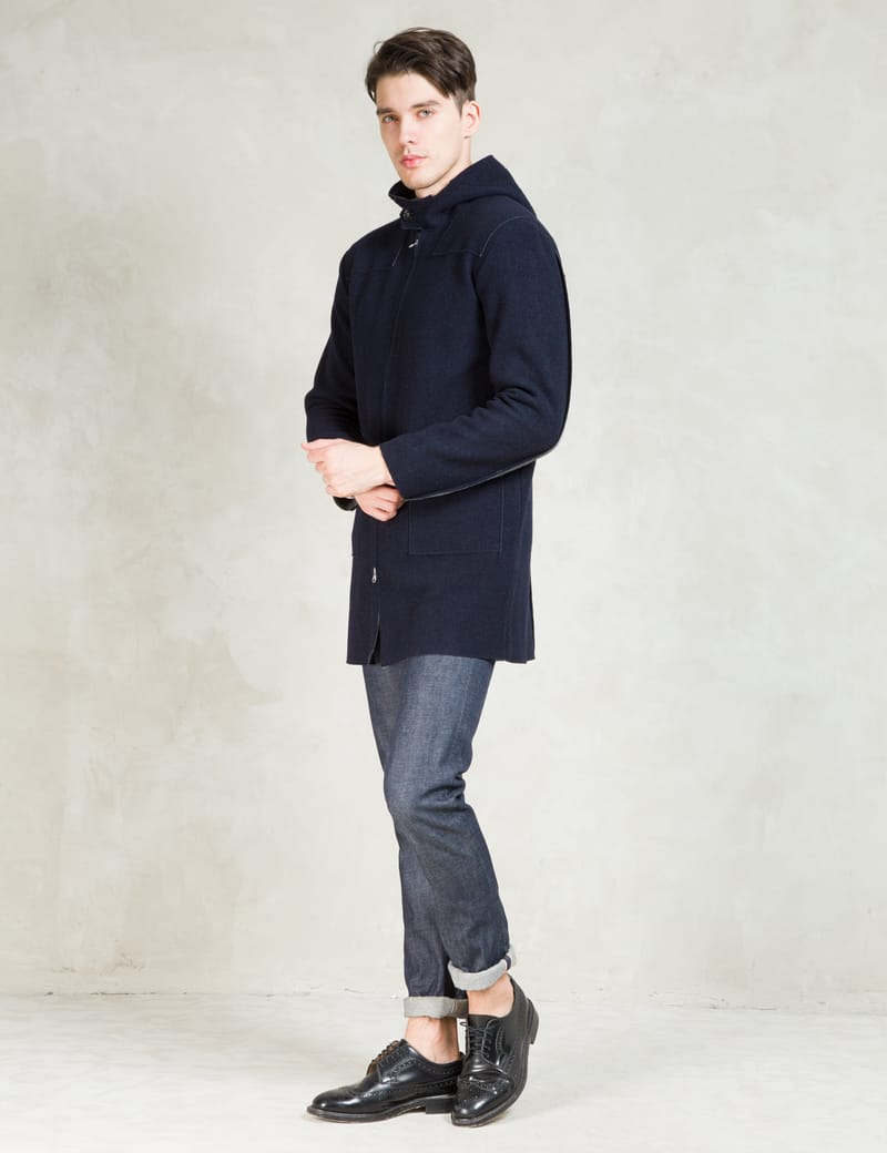 Discovered - Navy Double Face Hood Coat | HBX - HYPEBEAST 為您搜羅