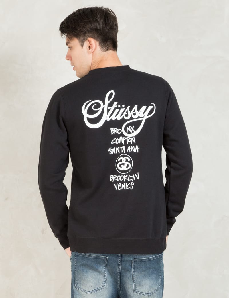 Stüssy - Black World Tour Crewneck Sweater | HBX