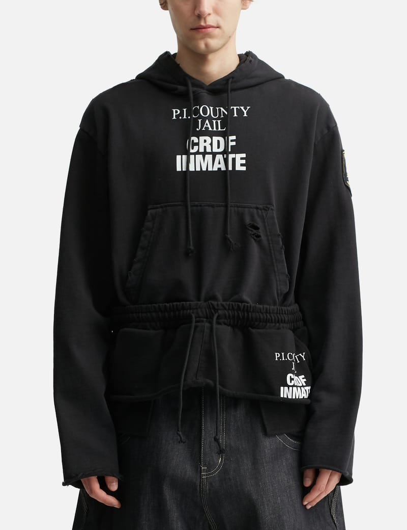 Protocol-Index Upside Down Zip Hoodie - 逆さまデザインの半オーバー