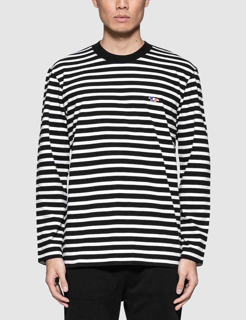 Maison Kitsuné - Tricolor Fox Patch Marin Long Sleeve T-Shirt