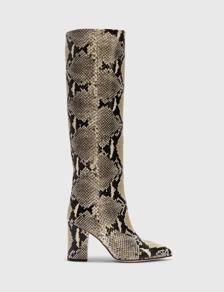 Paris Texas - Python Printed Leather Block Heel Boot | HBX