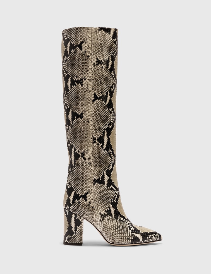 Paris Texas - Python Printed Leather Block Heel Boot | HBX
