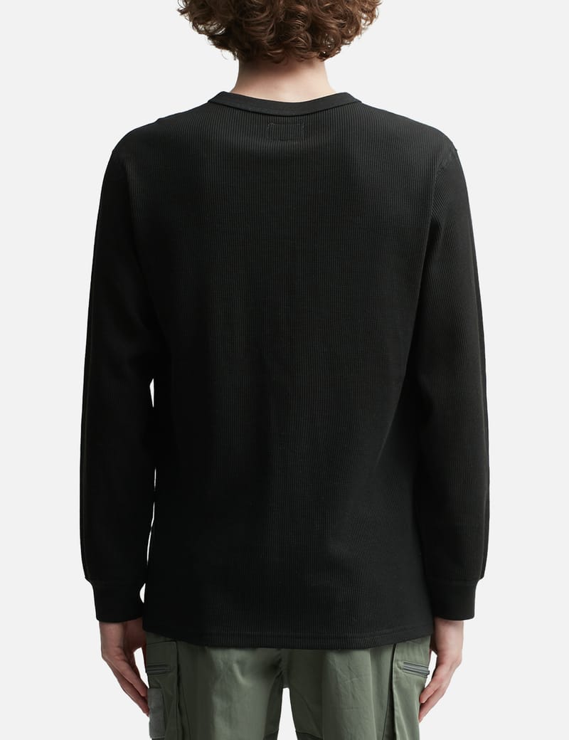 ★thisisneverthat★ Waffle Tee Off Black TN251TTSST23OBK thisisneverthat Men's Waffle Long Sleeve T-Shirt in Black