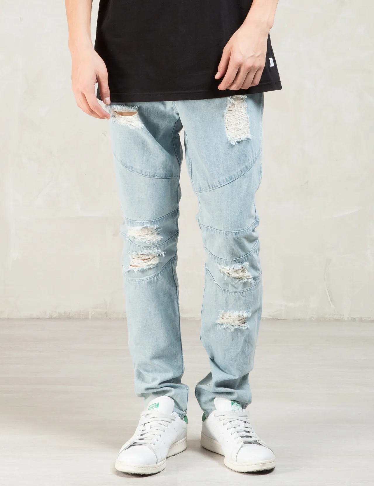 Stampd - Blue Distressed Panel Denim | HBX - Globally Curated