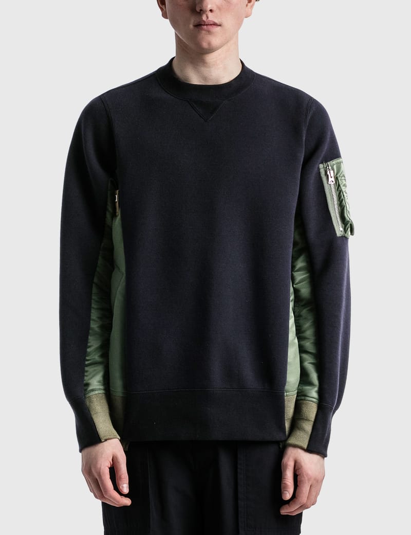 Sacai - Sponge Sweat X Ma-1 Pullover | HBX - HYPEBEAST 為您搜羅