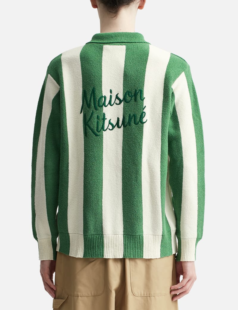 Maison Kitsuné Poolside Stripes Polo In Green | ModeSens